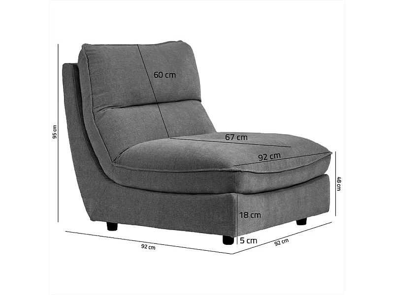 Chauffeuse pour canapé modulable en tissu doux gris foncé - CHARLES