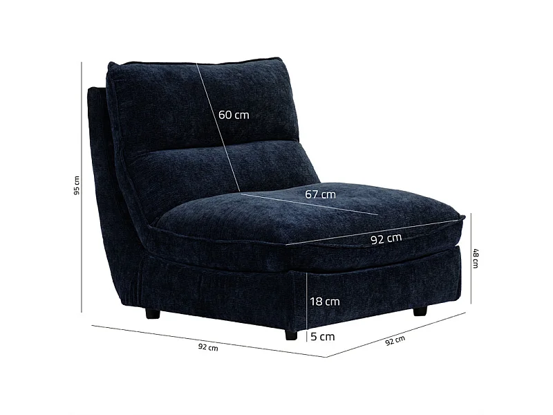 Chauffeuse pour canapé modulable en tissu doux bleu nuit - CHARLES