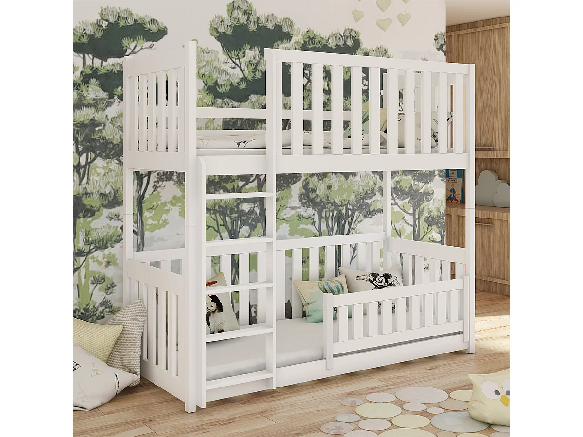 Lit superposé 90x200 au sol sommiers inclus Gabin Blanc