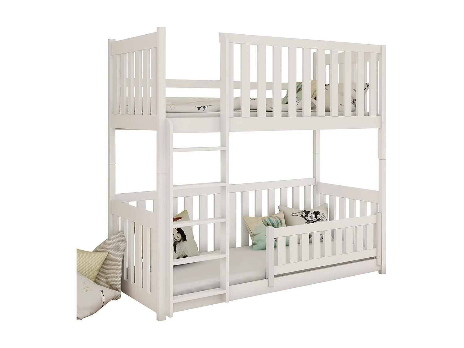 Lit superposé 90x200 au sol sommiers inclus Gabin Blanc