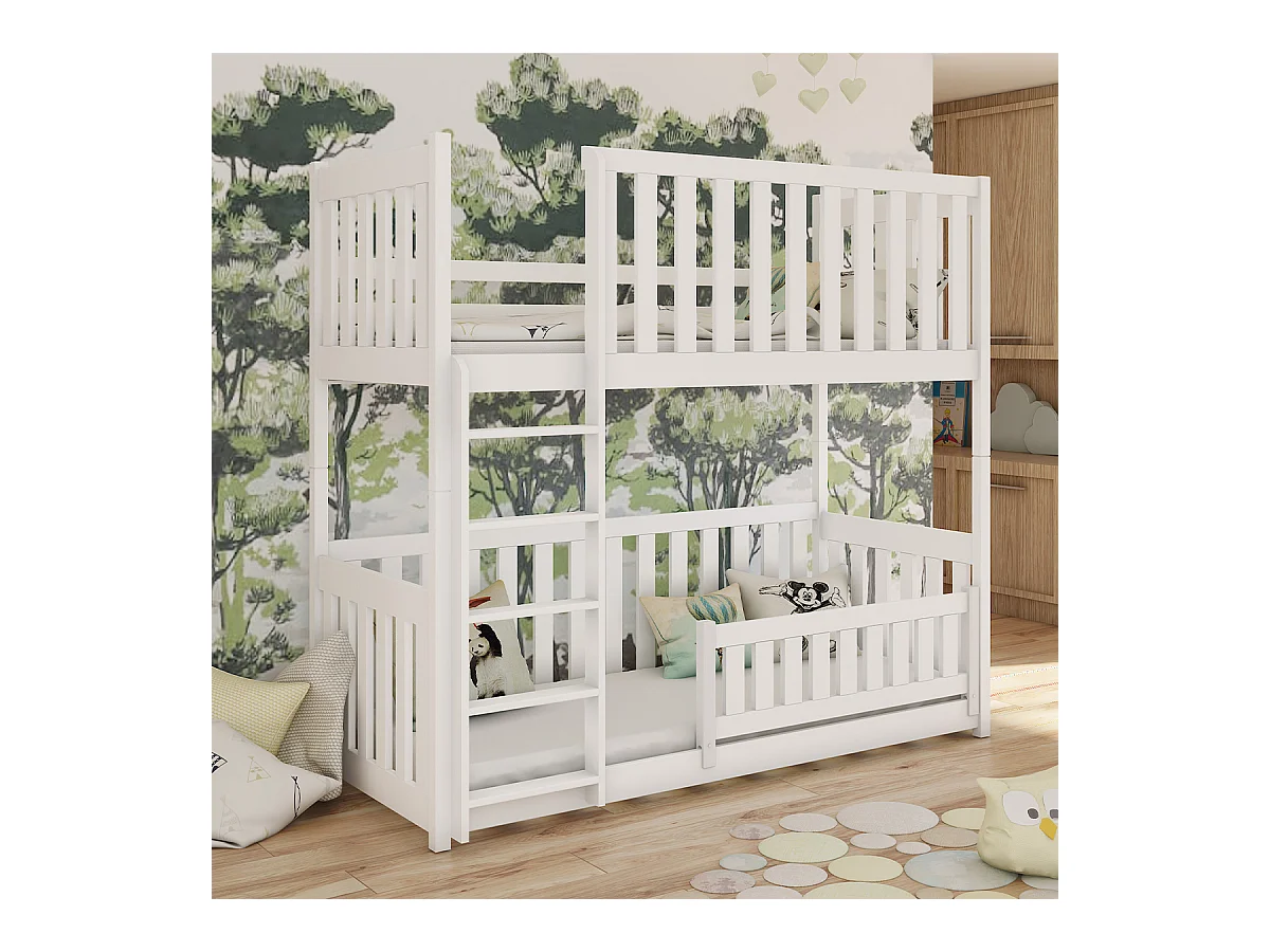 Lit superposé 90x200 au sol sommiers inclus Gabin Blanc