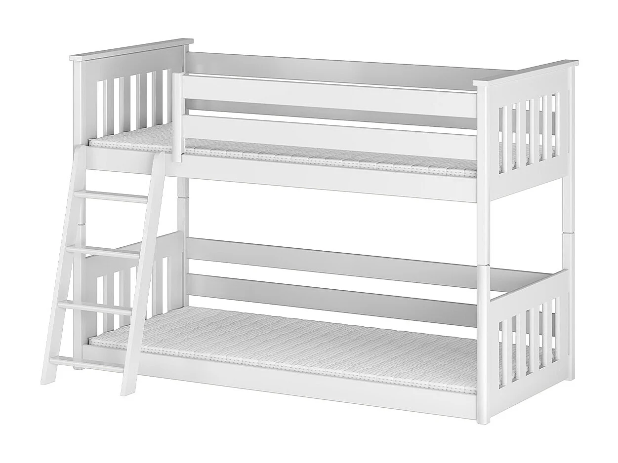 Lit superposé 90x200 au sol sommiers inclus Timeo Blanc