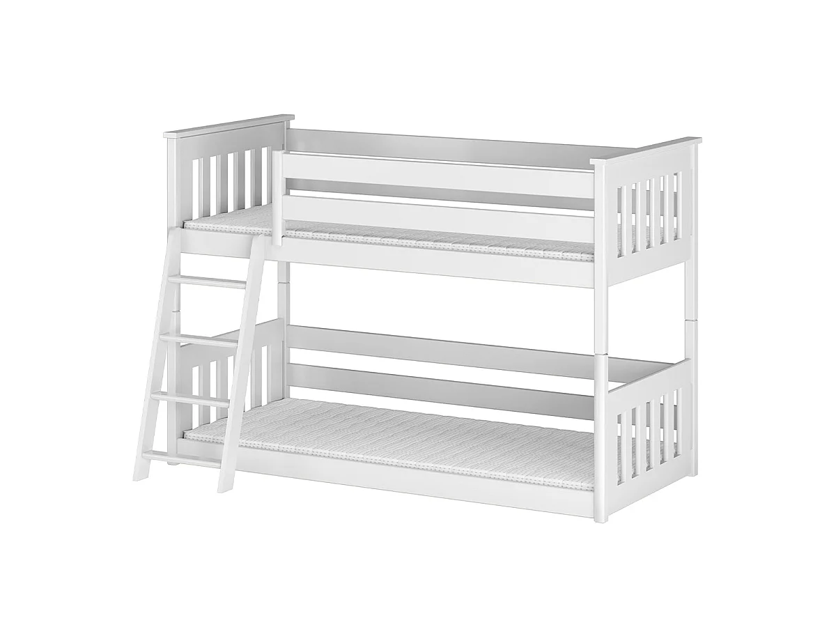 Lit superposé 90x200 au sol sommiers inclus Timeo Blanc