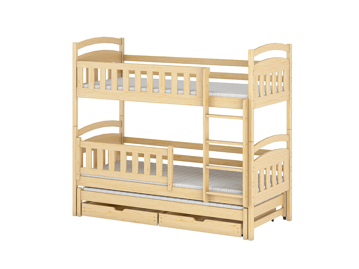 Lit superposé 90x200 sommiers lit gigogne et tiroirs inclus Jules Bois
