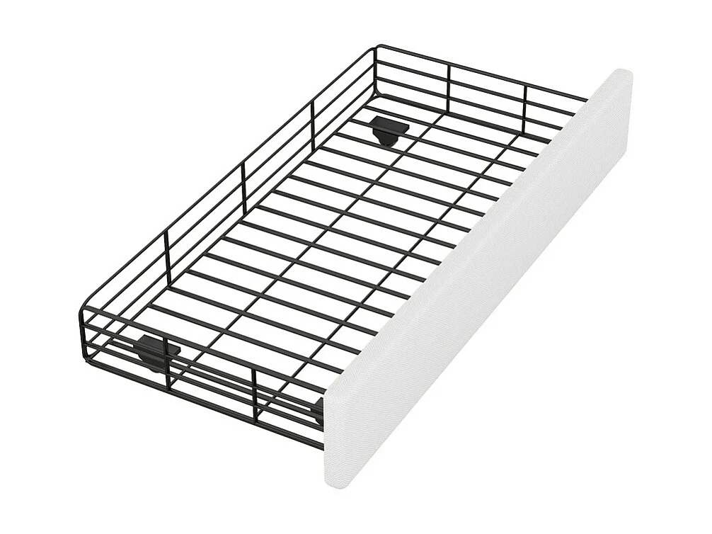 Lit capitonné en tissu de lin avec 2 tiroirs - 90x200cm - tête de lit décorée de rivets - Beige