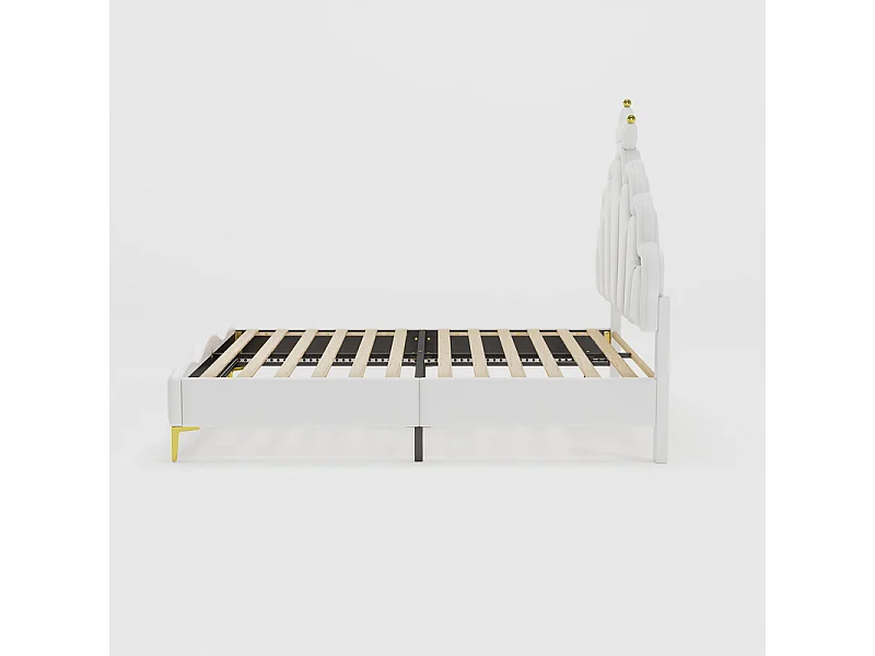 Letto per bambini 140x200 cm con LED - Letto principessa con cuscino in ecopelle - Bianco