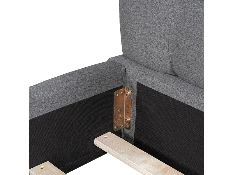 Lit double rembourré 140x190cm - avec dossier souple - Tissu de lin - Gris