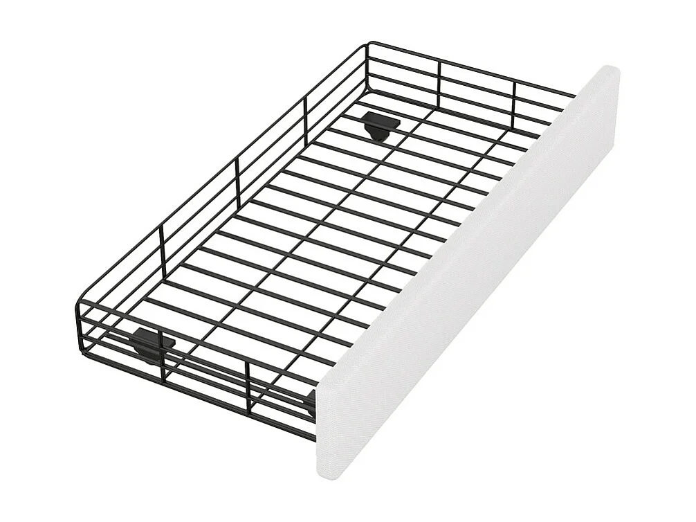 Gestoffeerd bed in linnenstof met 2 lades - 90x200cm - hoofdeinde versierd met klinknagels - Beige