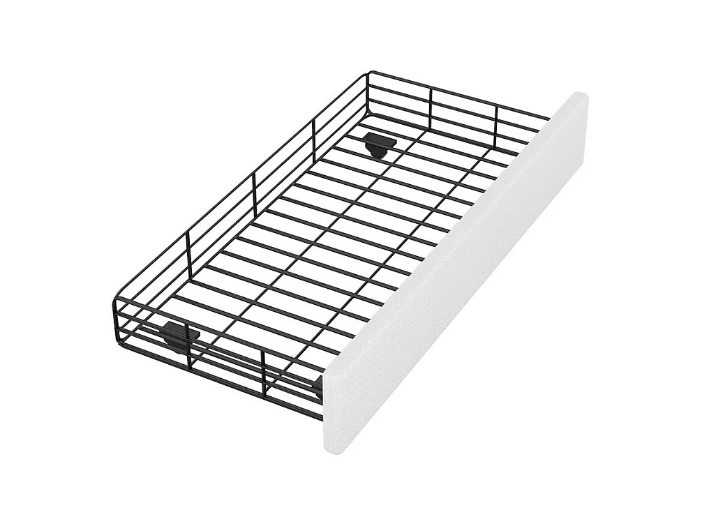 Lit rembourré en tissu de lin avec 2 tiroirs - 90x200cm - tête de lit décorée de rivets - Beige