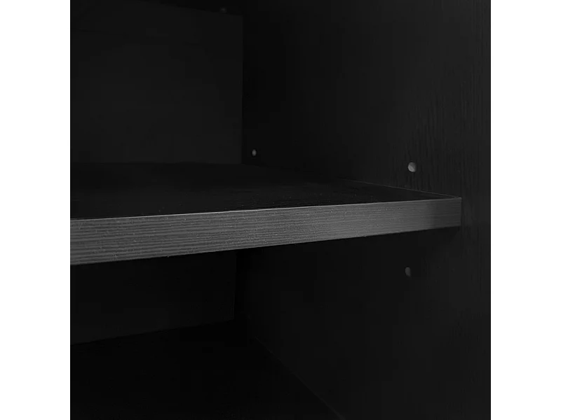 Meuble à chaussures - avec banquette et 2 compartiments - avec poignées et pieds en métal - style moderne - Noir