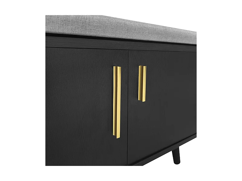 Schoenenkast - met bankje en 3 deuren - Zwart