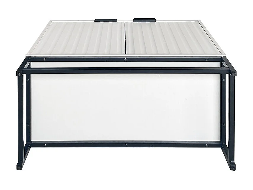 Buffet bas - style scandinave - 2 portes décoratives à grains verticaux - Blanc