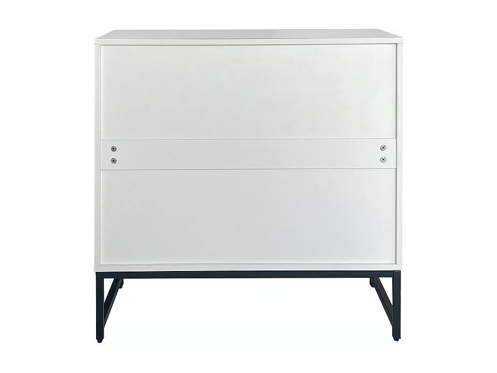 Aparador bajo - Estilo escandinavo - 2 puertas decorativas con vetas verticales - Blanco