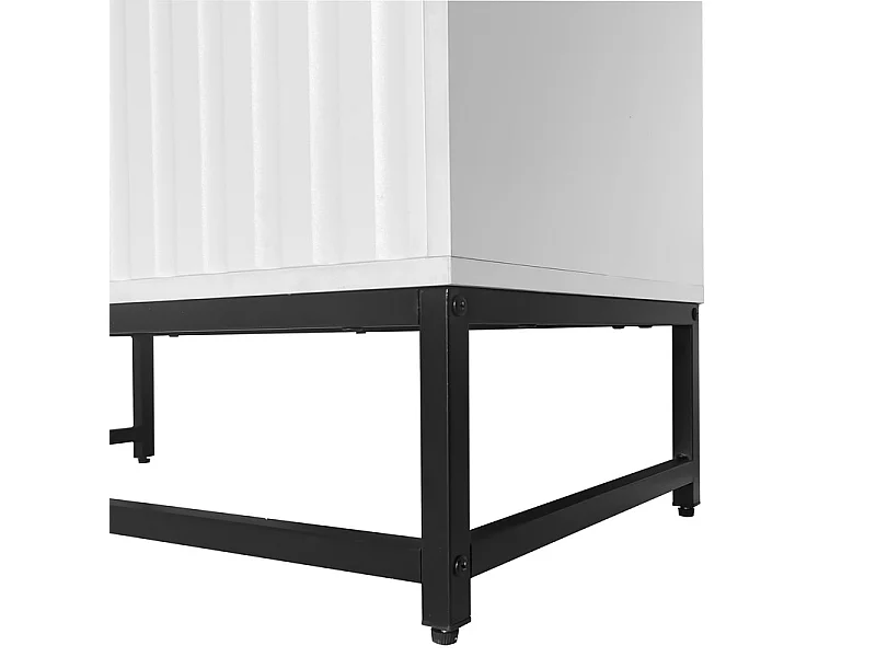 Aparador bajo - Estilo escandinavo - 2 puertas decorativas con vetas verticales - Blanco