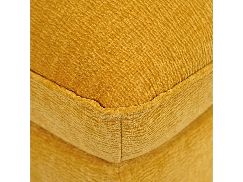 Pouf pour canapé modulable en tissu doux jaune et passepoil - CHARLES