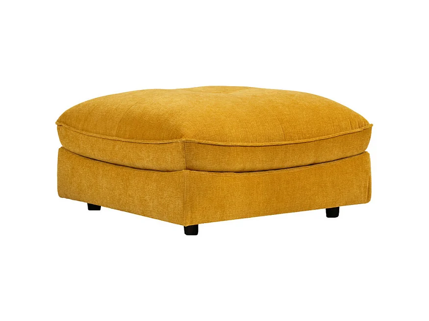 Pouf pour canapé modulable en tissu doux jaune et passepoil - CHARLES