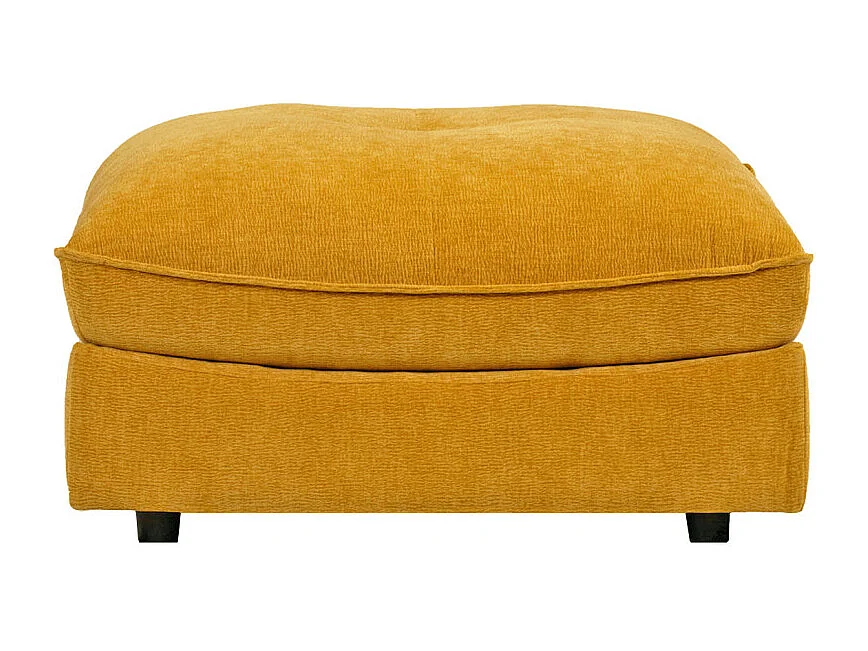 Pouf pour canapé modulable en tissu doux jaune et passepoil - CHARLES