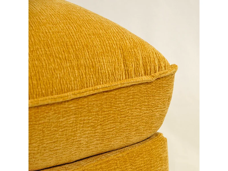 Pouf pour canapé modulable en tissu doux jaune et passepoil - CHARLES