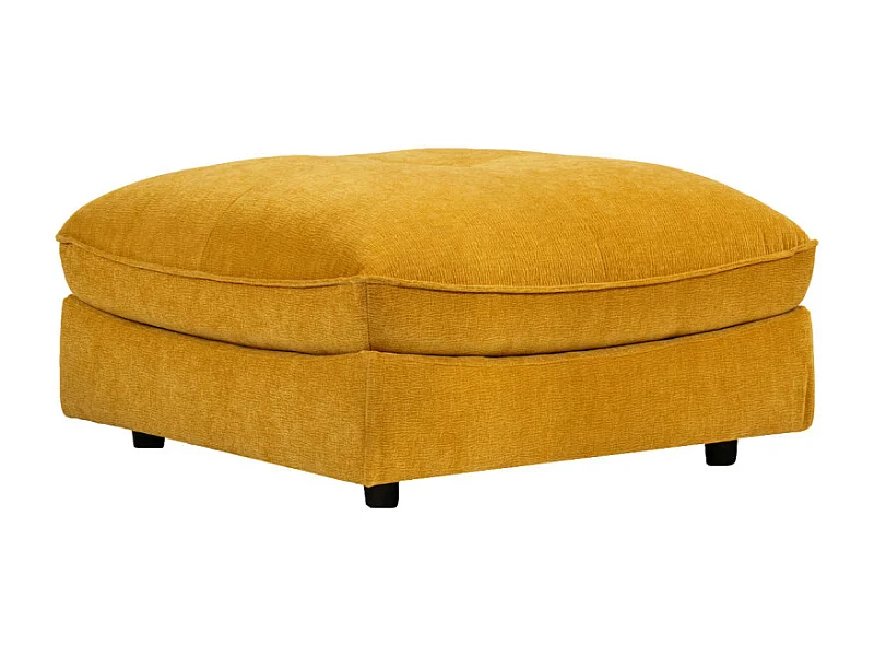 Pouf pour canapé modulable en tissu doux jaune et passepoil - CHARLES