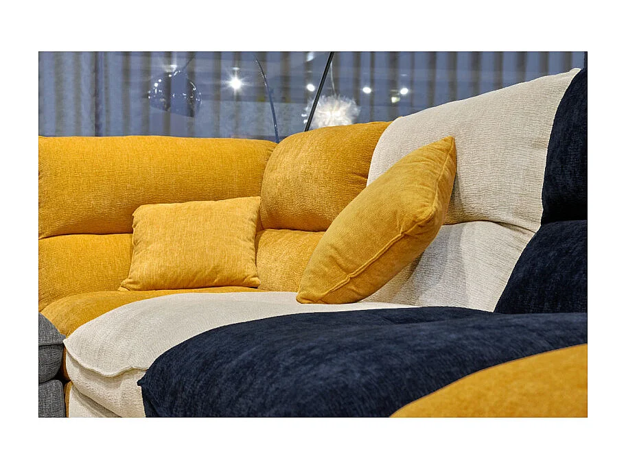 Pouf pour canapé modulable en tissu doux écru et passepoil - CHARLES