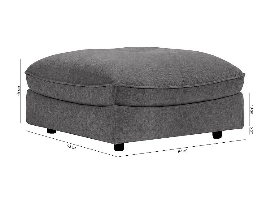 Pouf pour canapé modulable en tissu doux gris foncé - CHARLES