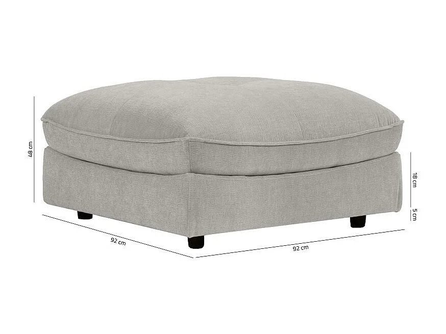 Pouf pour canapé modulable en tissu doux gris clair - CHARLES