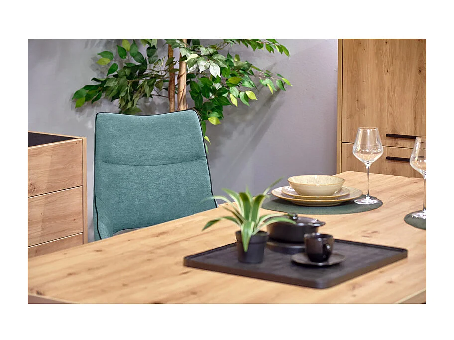 Lot de 2 chaises en lin bleu lagon et pieds métal noir - ANAIS 2