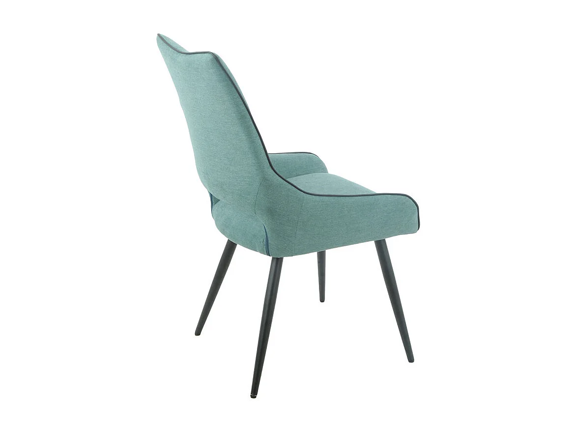 Lot de 2 chaises en lin bleu lagon et pieds métal noir - ANAIS 2
