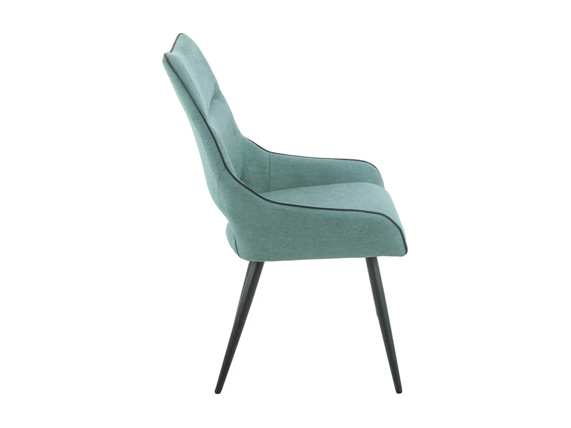 Lot de 2 chaises en lin bleu lagon et pieds métal noir - ANAIS 2