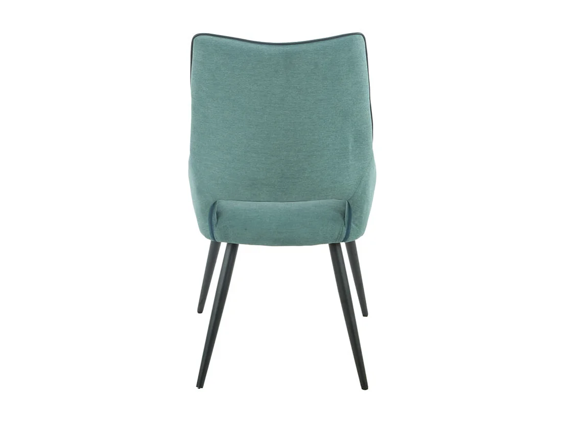 Lot de 2 chaises en lin bleu lagon et pieds métal noir - ANAIS 2