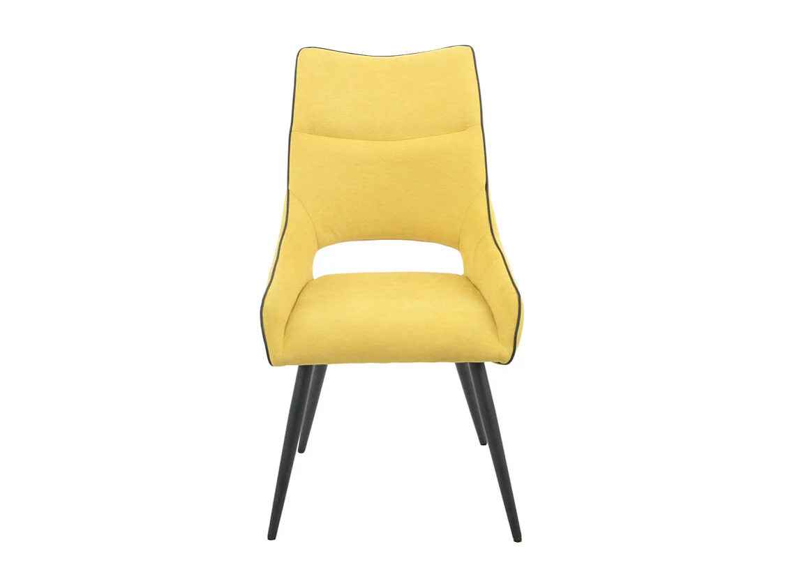 Lot de 2 chaises en lin jaune avec passepoil et pieds métal - ANAIS 2
