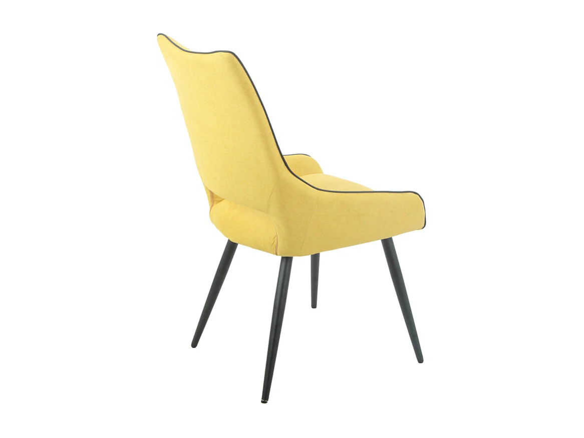 Lot de 2 chaises en lin jaune avec passepoil et pieds métal - ANAIS 2