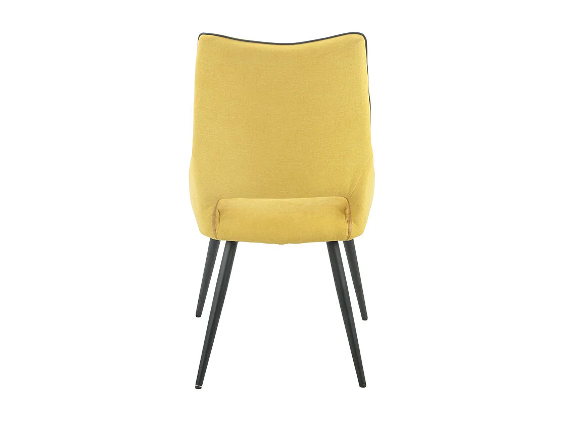 Lot de 2 chaises en lin jaune avec passepoil et pieds métal - ANAIS 2