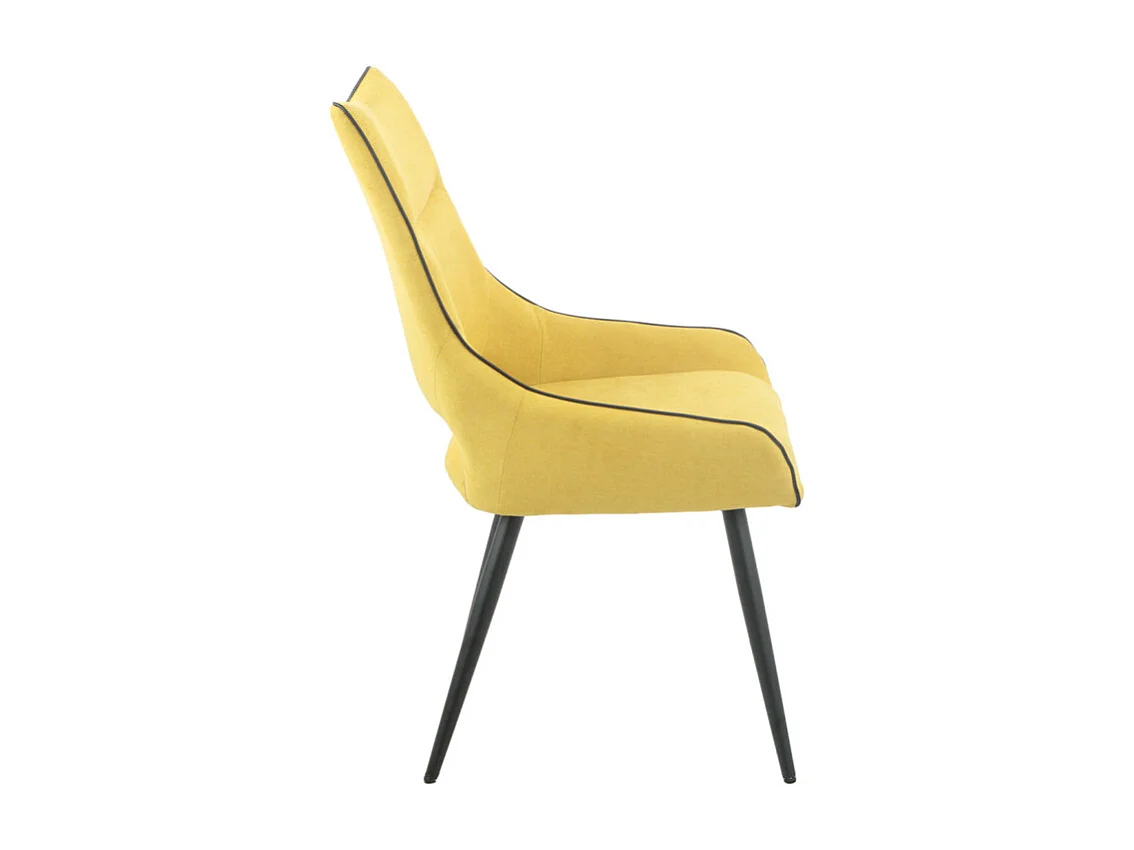 Lot de 2 chaises en lin jaune avec passepoil et pieds métal - ANAIS 2