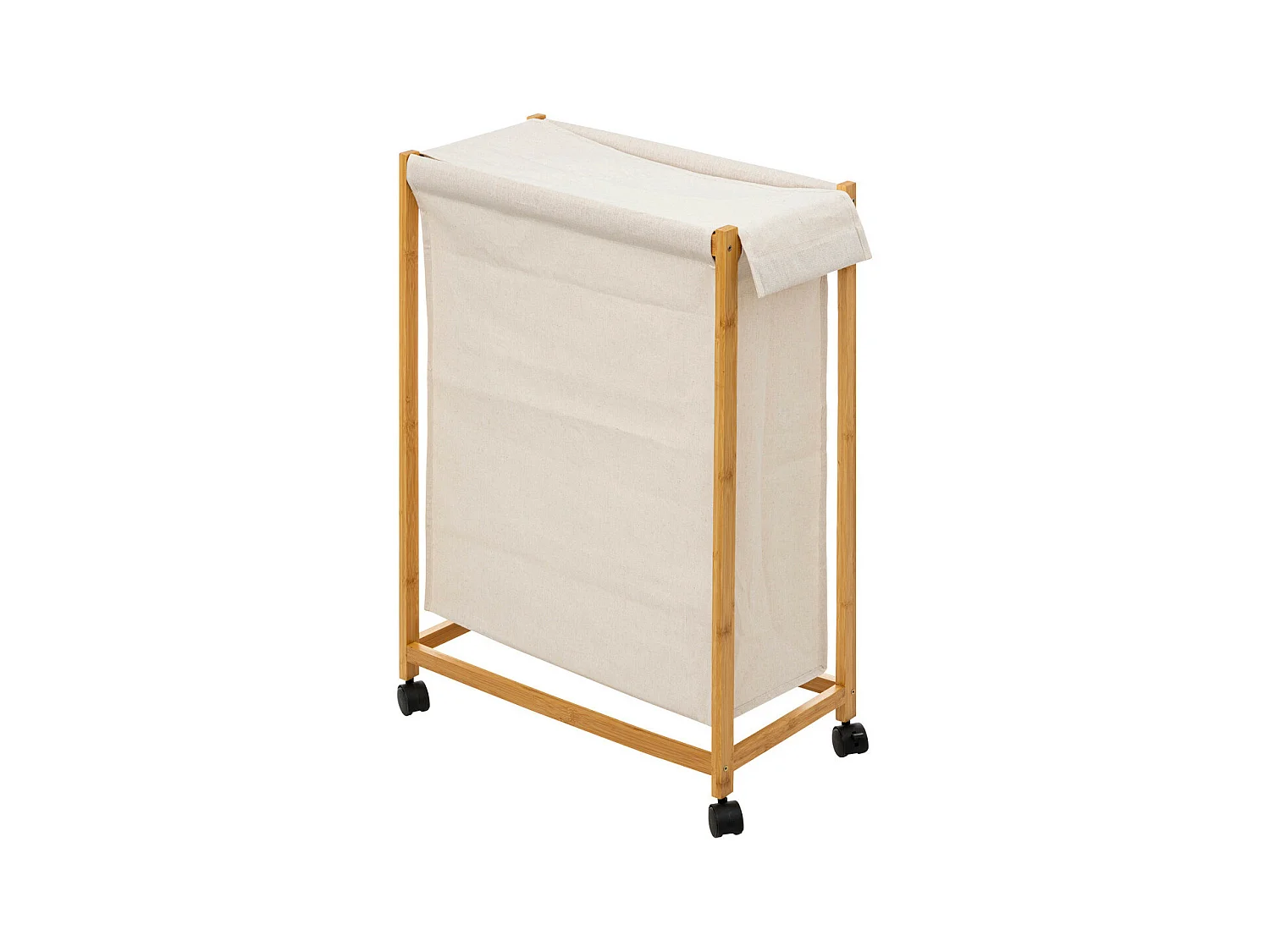 Panier à linge roulant en Bambou H 80 cm