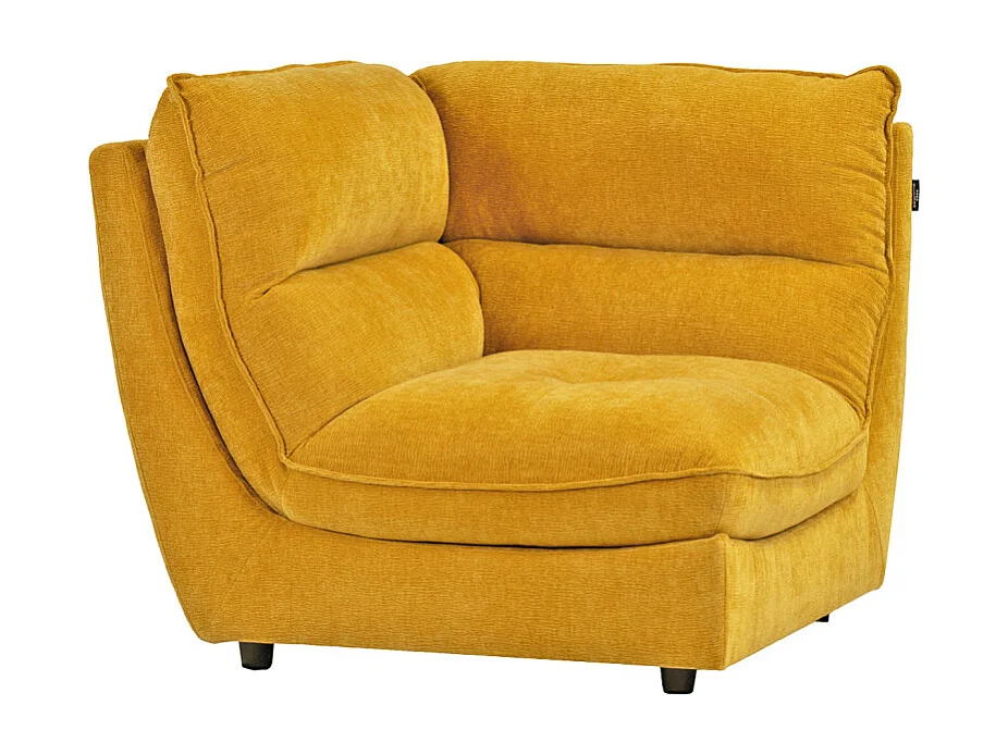 Angle pour canapé modulable en tissu doux jaune et passepoil - CHARLES