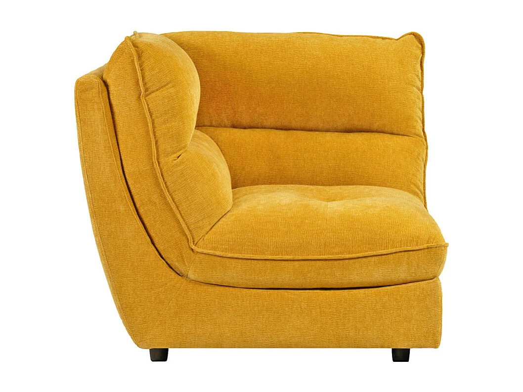 Angle pour canapé modulable en tissu doux jaune et passepoil - CHARLES