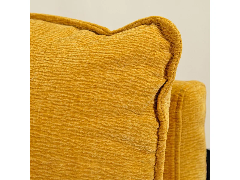 Angle pour canapé modulable en tissu doux jaune et passepoil - CHARLES