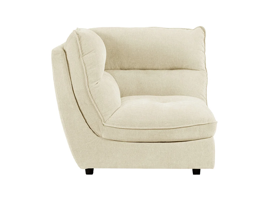 Angle pour canapé modulable en tissu doux écru et passepoil - CHARLES