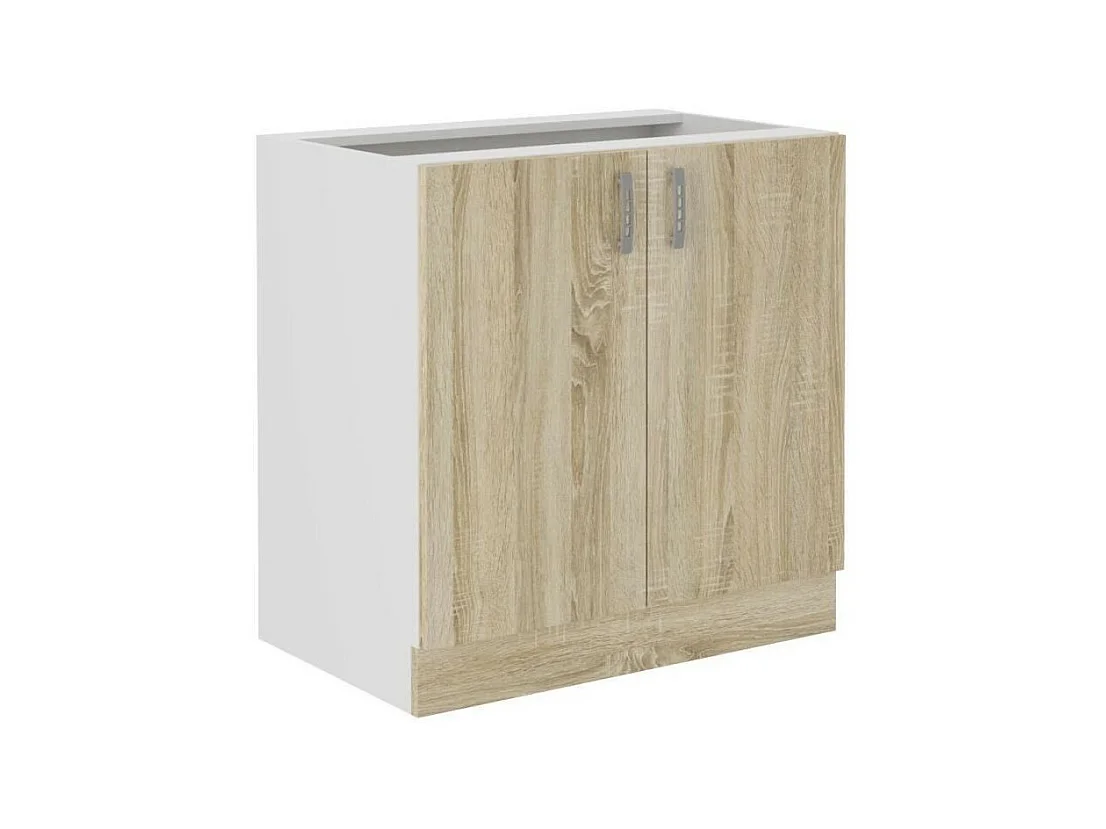 Meuble bas SARA - 2 portes - Décor chene sonoma - L80xP48xH82 cm - Plan de travail non inclus - Fabriqué en Pologne