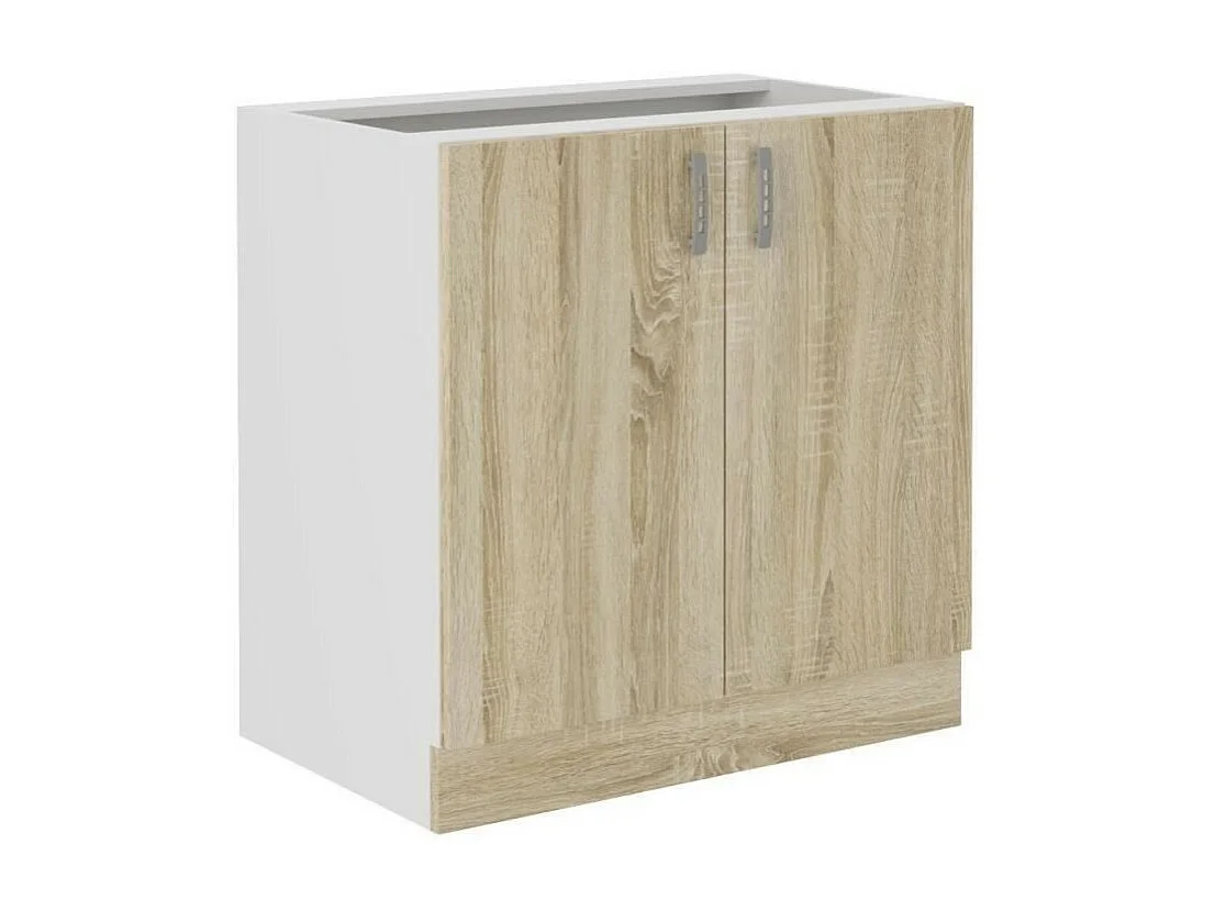 Meuble bas SARA - 2 portes - Décor chene sonoma - L80xP48xH82 cm - Plan de travail non inclus - Fabriqué en Pologne