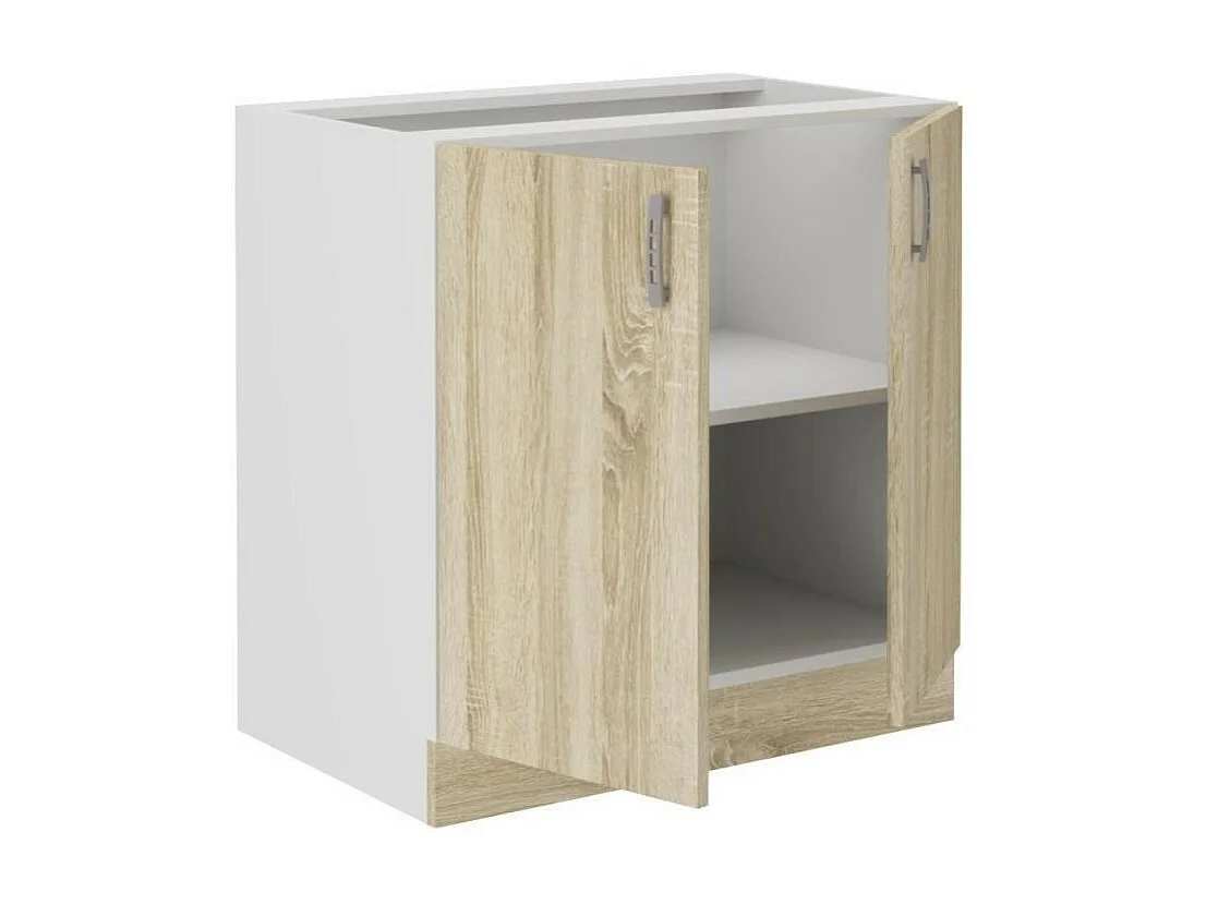 Meuble bas SARA - 2 portes - Décor chene sonoma - L80xP48xH82 cm - Plan de travail non inclus - Fabriqué en Pologne