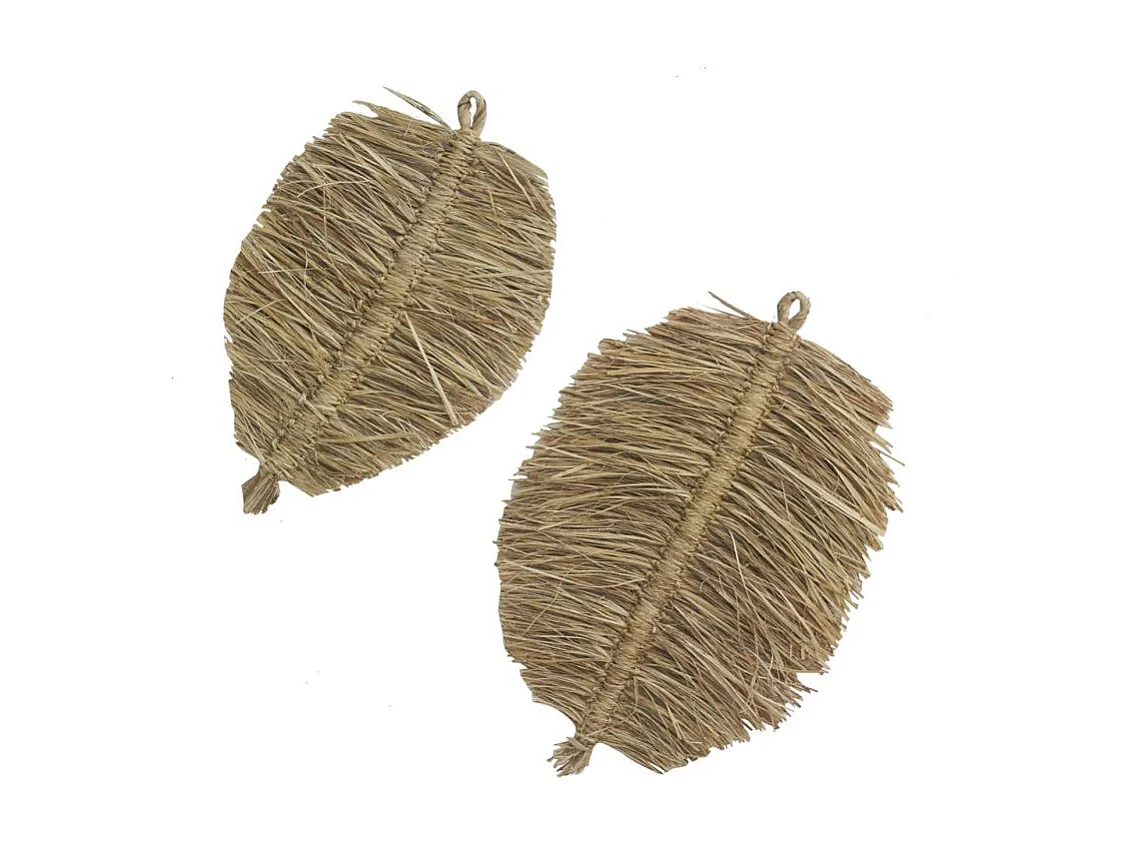 Décorations murales en jute naturel Feuille (lot de 2)