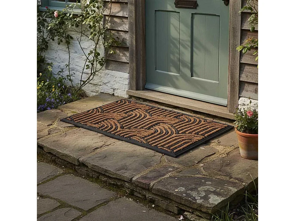 Paillasson en fibres de coco et caoutchouc avec motifs 75 x 45 cm Art déco