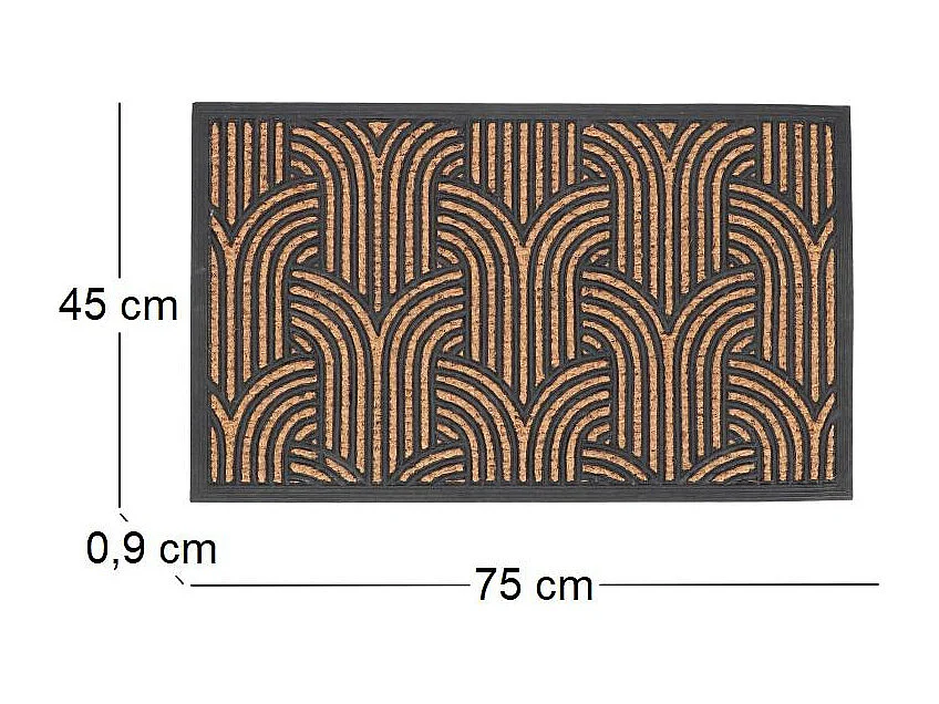 Paillasson en fibres de coco et caoutchouc avec motifs 75 x 45 cm Art déco