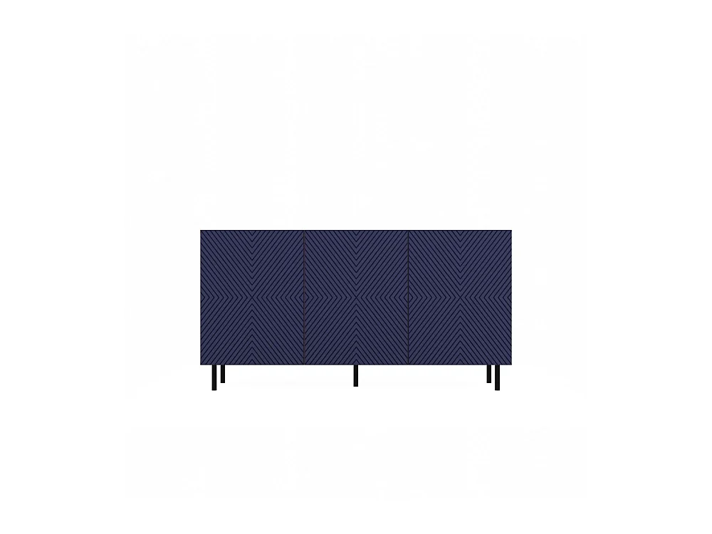 CAMI - Buffet style glamour 3 portes - 150x40x78cm - 4 niches de rangement - Façades à lamelles