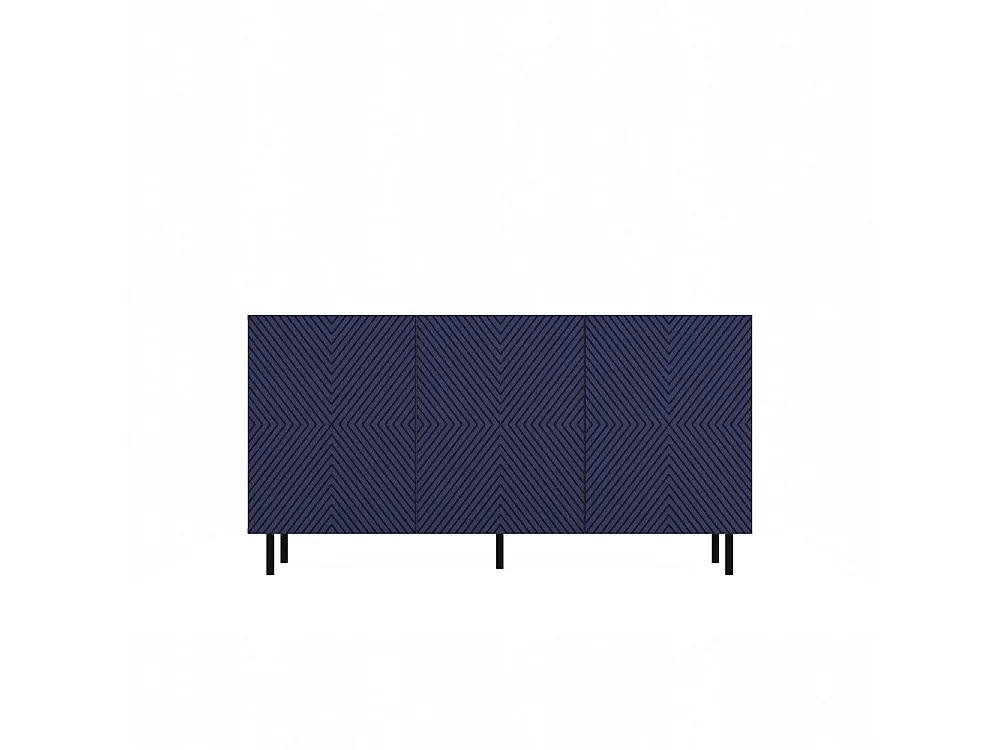 CAMI - Buffet style glamour 3 portes - 150x40x78cm - 4 niches de rangement - Façades à lamelles