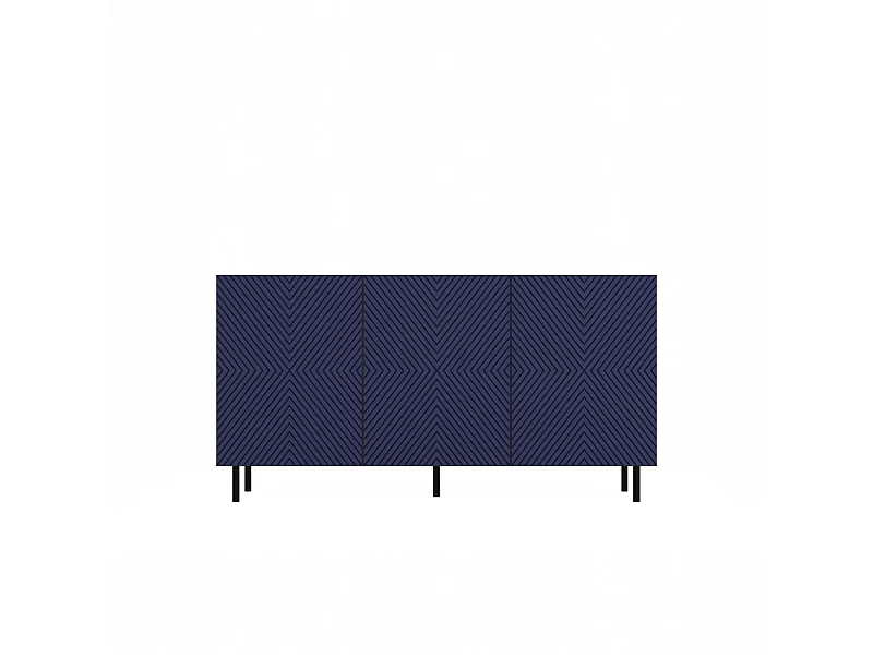 CAMI - Buffet style glamour 3 portes - 150x40x78cm - 4 niches de rangement - Façades à lamelles