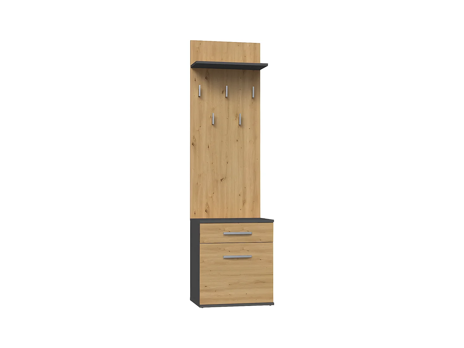 VIONI - Garderobenmöbel für den Eingangsbereich - Wandgarderobe mit Regal - 5 Haken - Schublade + Aufbewahrungsmöbel