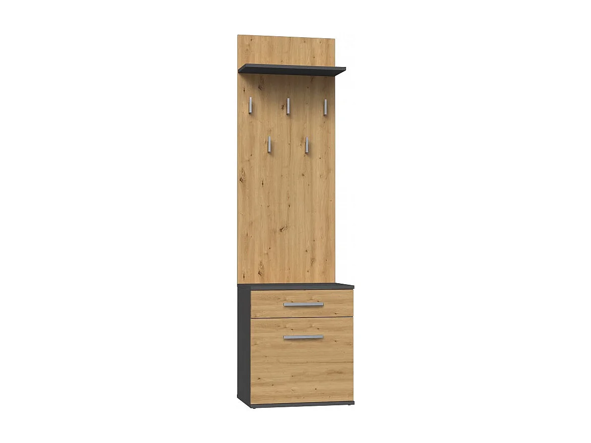 VIONI - Garderobenmöbel für den Eingangsbereich - Wandgarderobe mit Regal - 5 Haken - Schublade + Aufbewahrungsmöbel